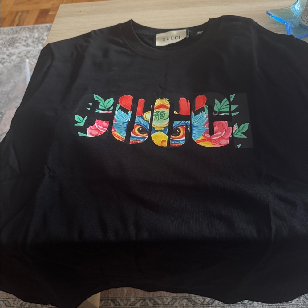 Gucci Kids Black Tee with Colorful Graphic